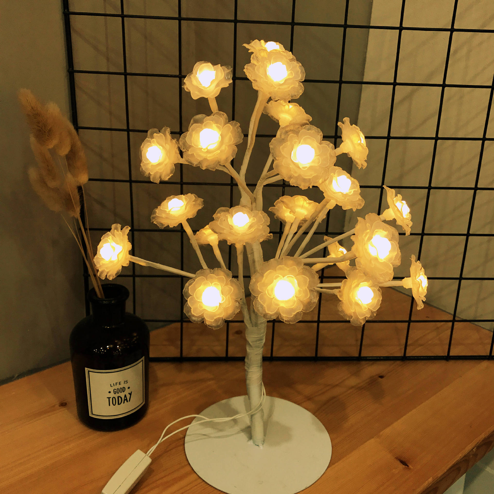 星星灯小台灯宿舍房间装饰灯唯美棉线球造型灯卧室小夜灯树灯