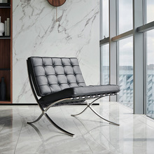巴塞罗那椅设计师椅单人沙发椅意式轻奢个性真皮客厅办公室休闲