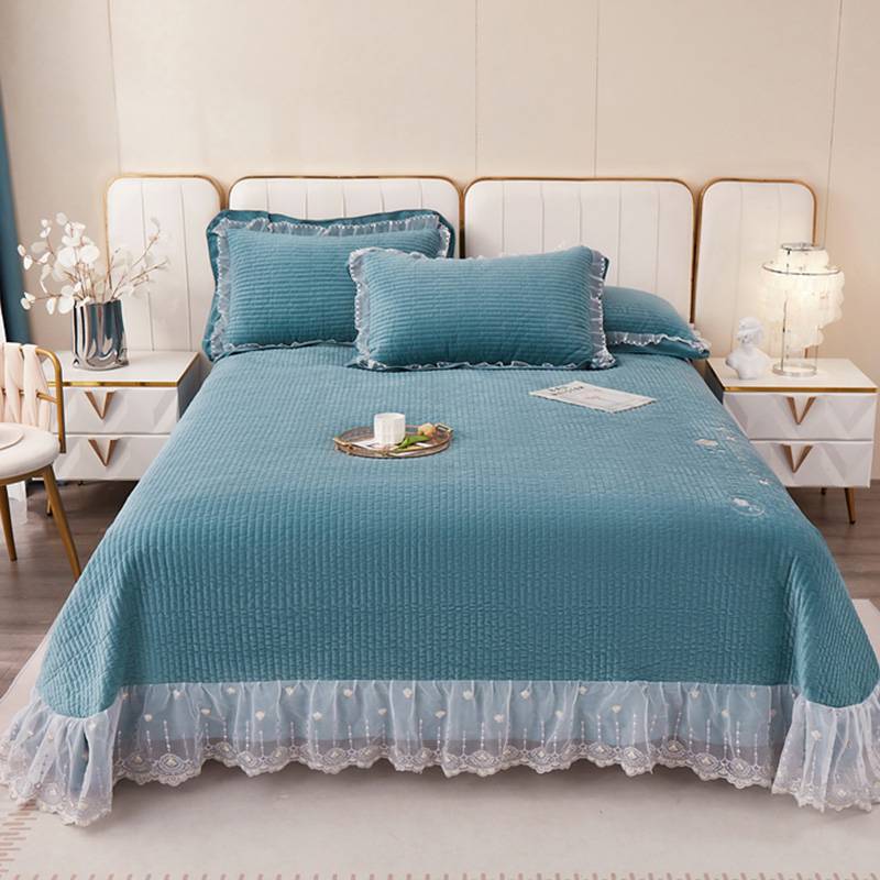 2023新款华尔兹婴儿绒蕾丝刺绣床盖款床裙款三件套-阿里巴巴