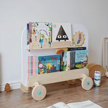 绘本架画板推车宝宝木质书架多功能阅读写字涂鸦收纳儿童早教玩具