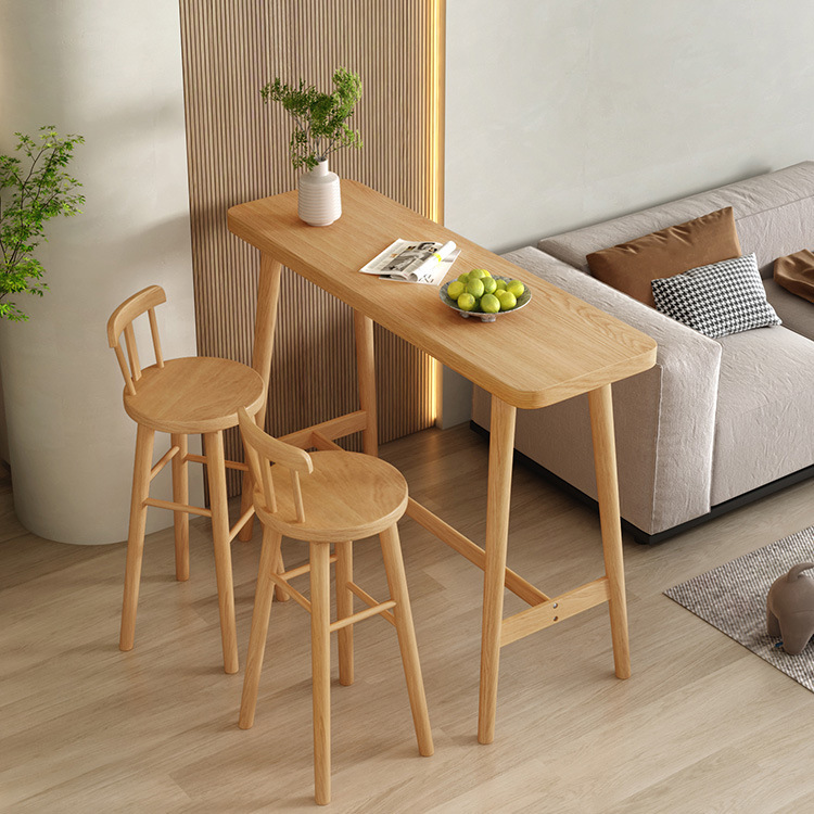 全实木吧台桌家用简约民宿小户型客厅靠墙长条桌创意酒吧台高脚桌