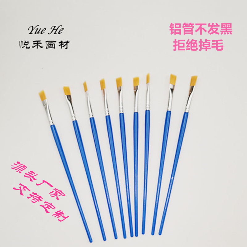 Small Row Pen Nylon Hair Brush Flat Pen Children Graffiti Paint Brush Gouache Pen Oil Painting Brush Plastic Rod Brush