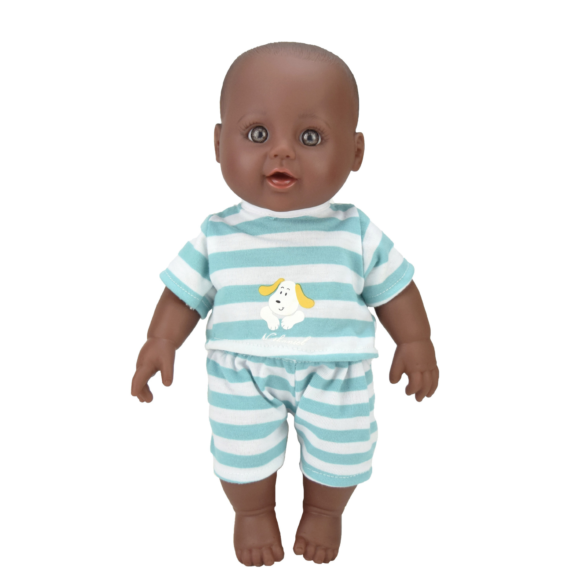 跨境30cm黑娃娃非洲儿童玩具仿真娃娃可洗澡搪胶公仔礼品厂家批发