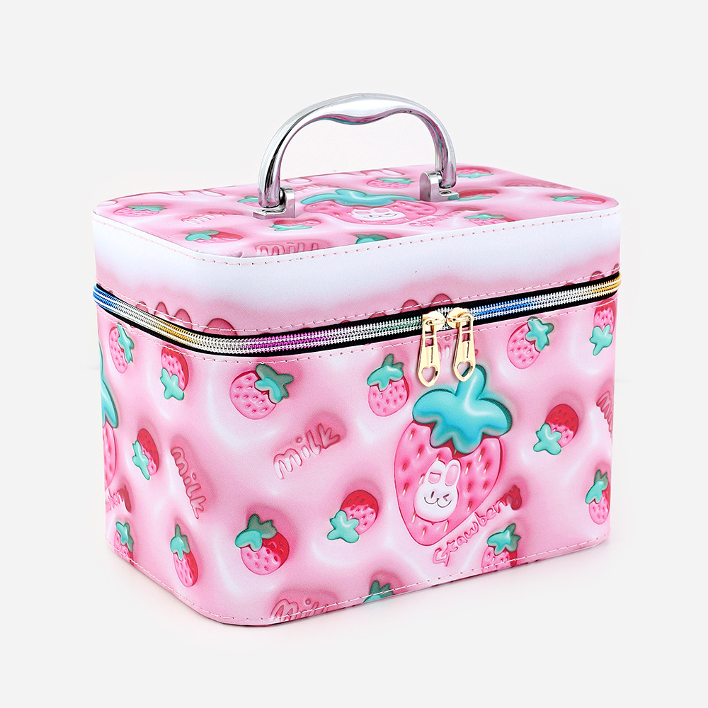 2023 New 3d Pattern Stereo Vision Cosmetic Case Pink Girl Heart Home Travel Convenient Storage Box