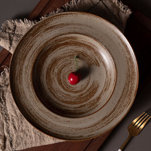 景德镇陶瓷西餐盘创意草帽飞碟盘做旧复古餐具意大利面西式牛排盘