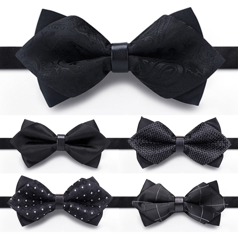 时尚黑色领结男士正装商务宴会百搭新郎结婚婚礼礼服三角蝴蝶结潮