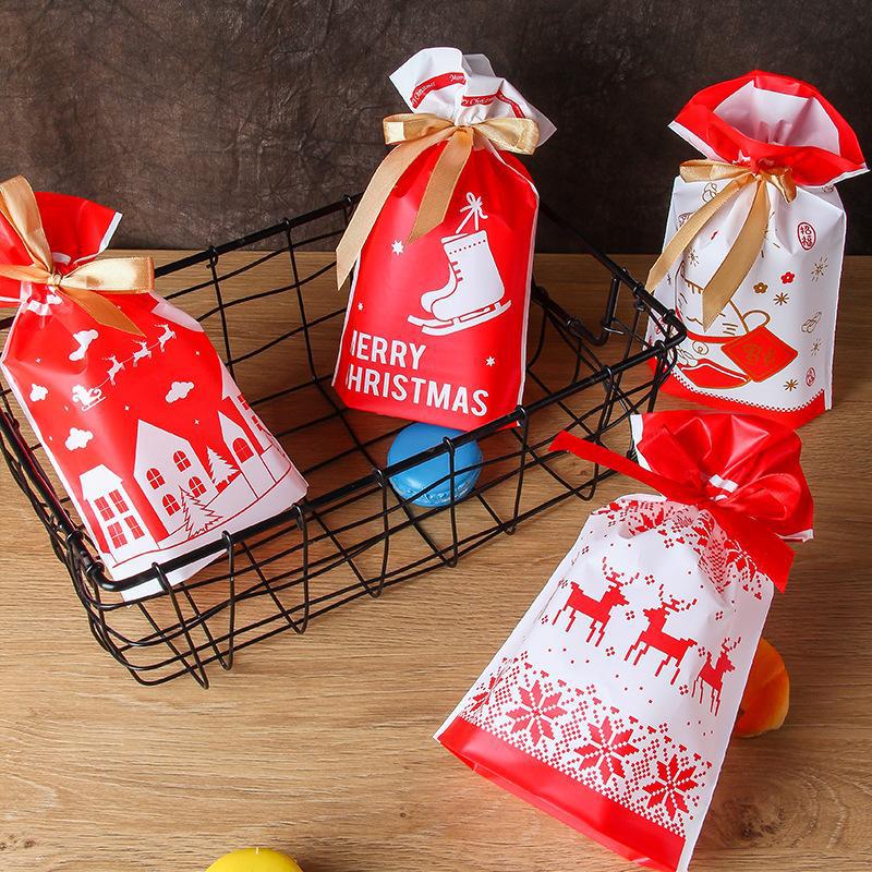 Cross-Border Hot Products Drawstring Bag Christmas New Year Packaging Gift Bag Baking Pastry Biscuits Drawstring Bag 50