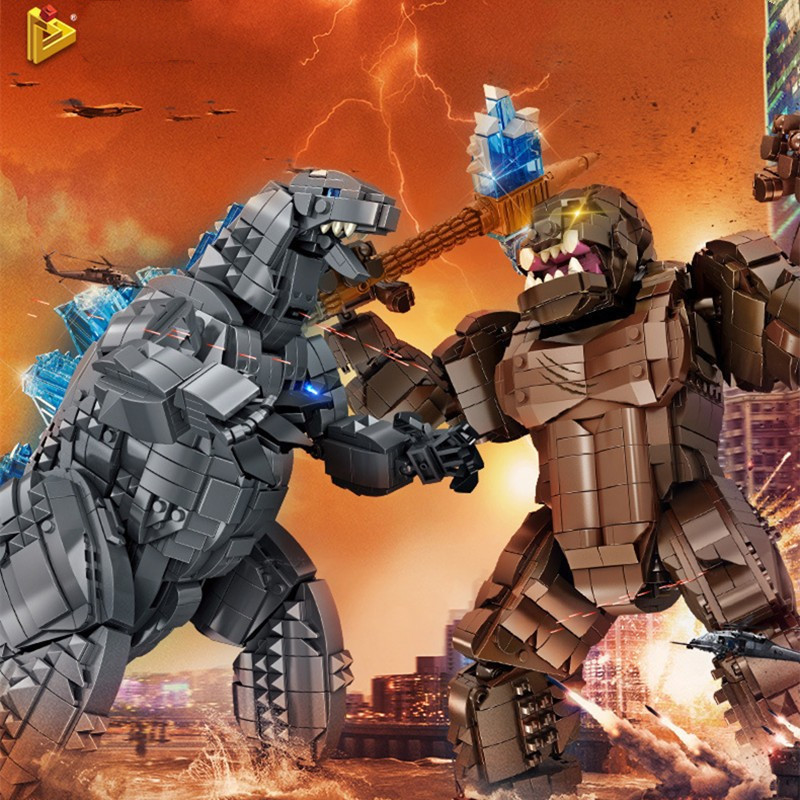 潘洛斯687001-03金刚大战哥斯拉小颗粒儿童拼装拼插积木玩具模型