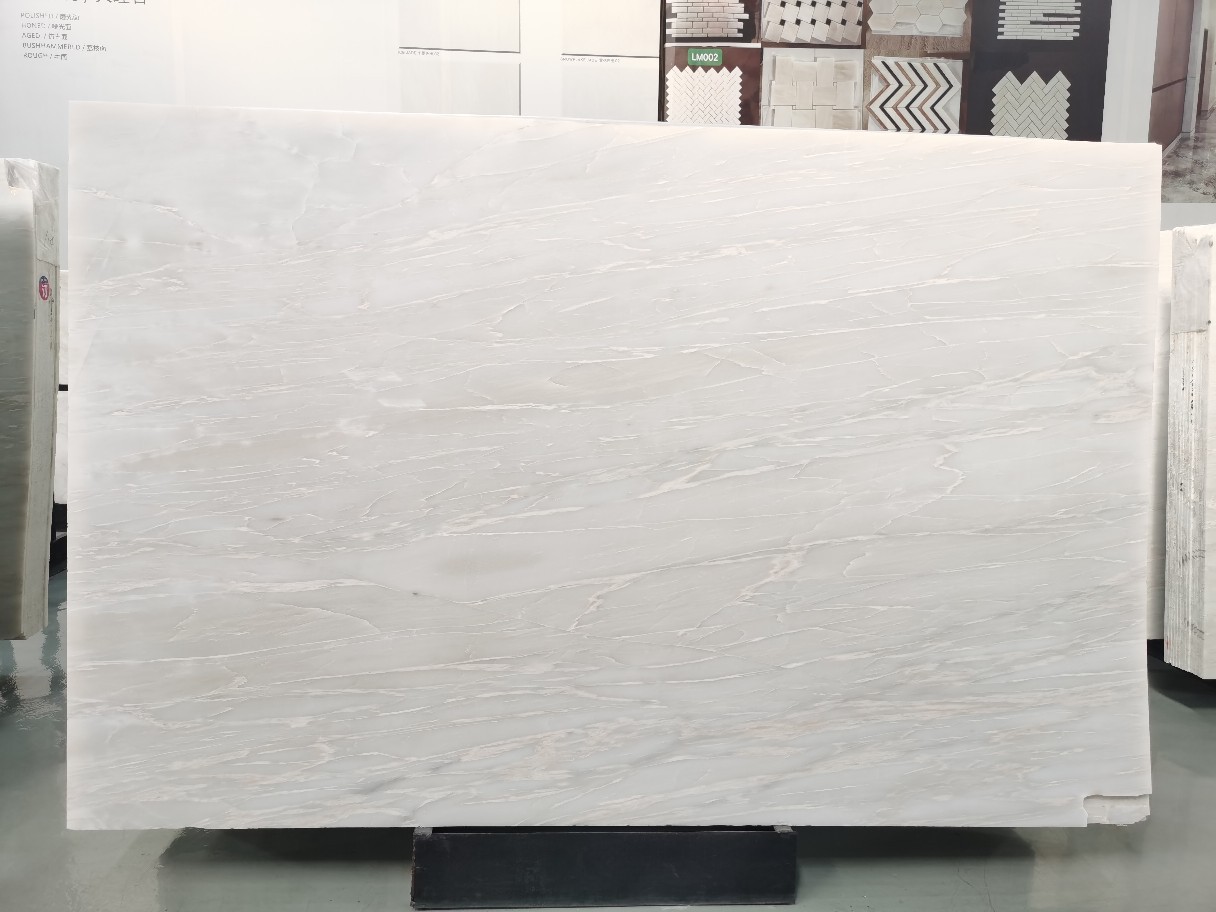 天然大理石批发卡里冰玉透光玉石楼梯踏步厨柜台面板大理石地砖