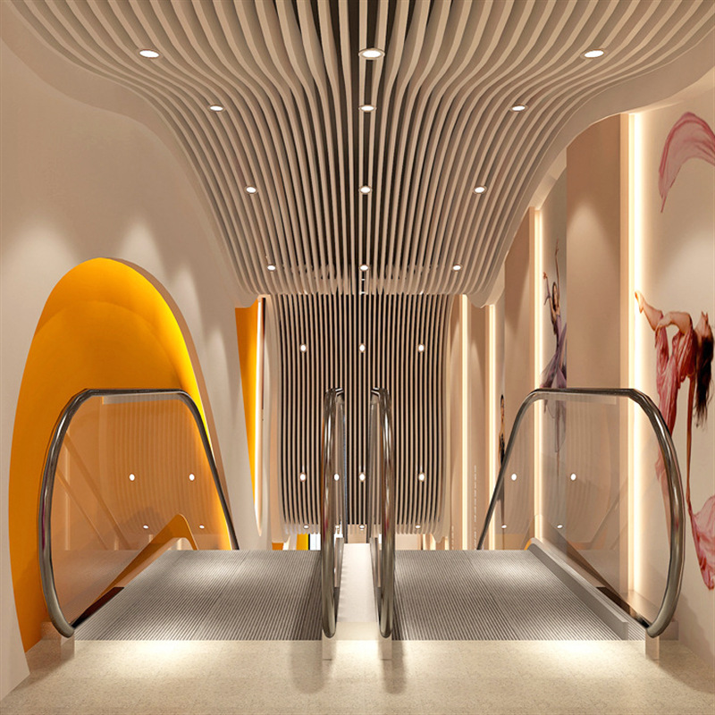 木纹吊顶弧形异形 室内外墙波浪铝商场 白色多色喷涂烤漆铝方通厂