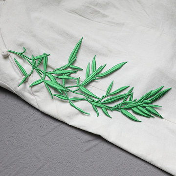 大号竹子布贴刺绣diy图案熨烫款衣服辅料竹子补丁贴长条中式背胶