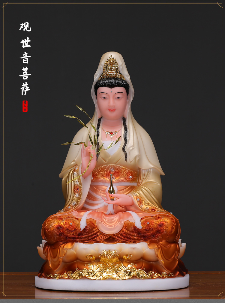 福盛东佛像批发汉白玉观音菩萨佛像供奉家用三宝佛全堂像