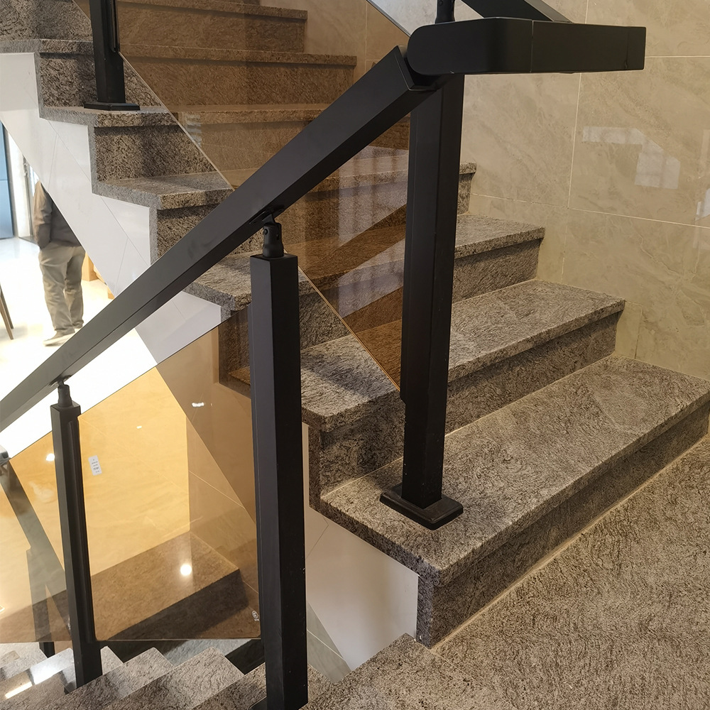 工厂定制高度不锈钢烤漆黑磨砂黑玻璃阳台栏杆