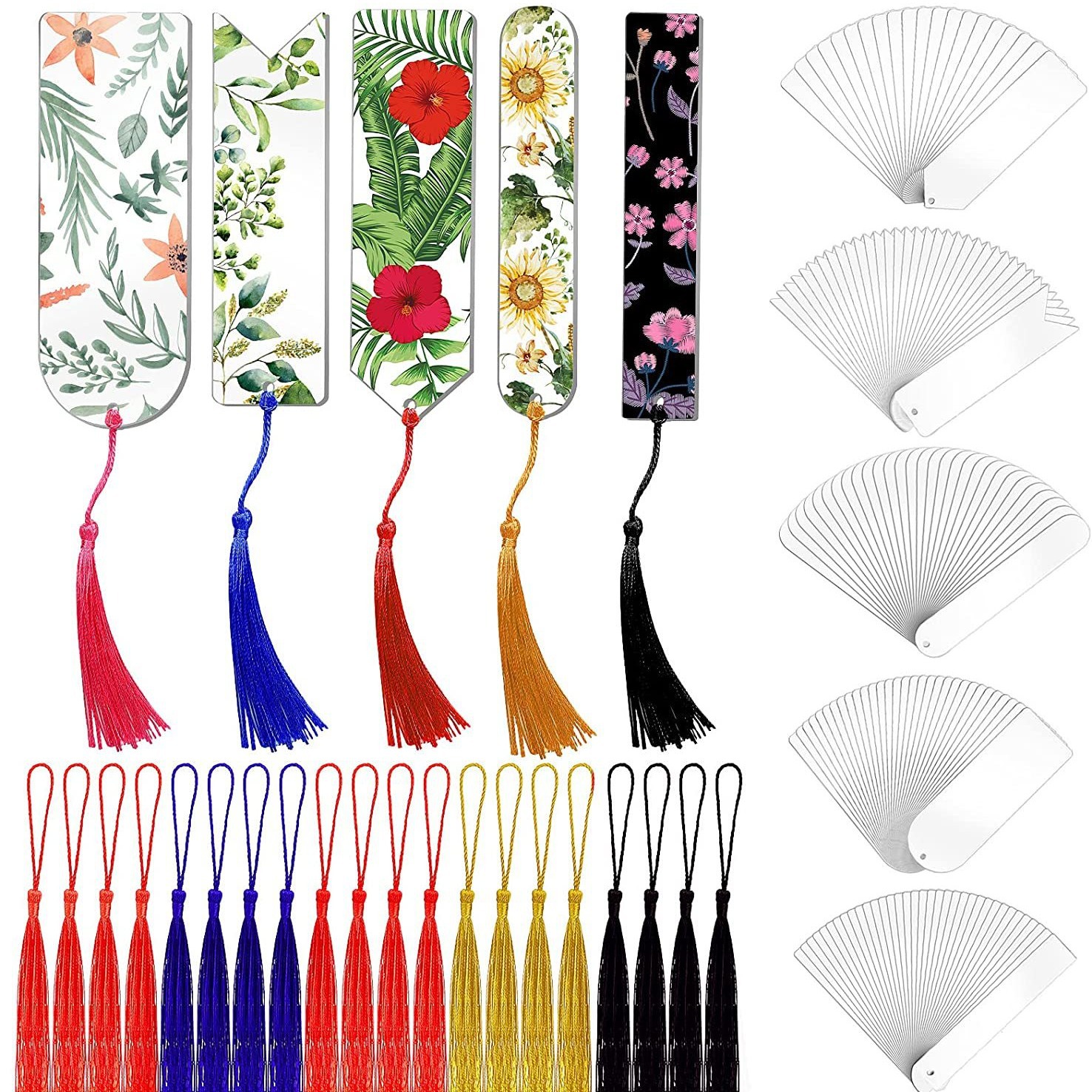 10pcs透明空白亚克力书签套装 diy迷你流苏书签标签笔记本礼品