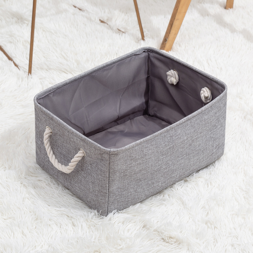 Linen Storage Basket Dustproof Foldable Clothes Storage Basket Wardrobe Finishing Box Sundries Storage Basket Drawstring Fabric Frame