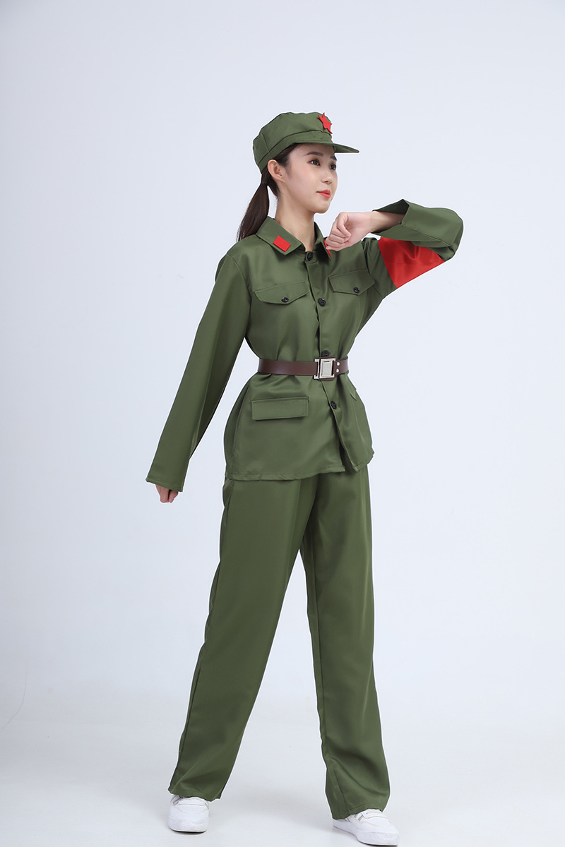 定制八路军表演服装红卫兵服饰成人红军服儿童军装演出服红军衣服