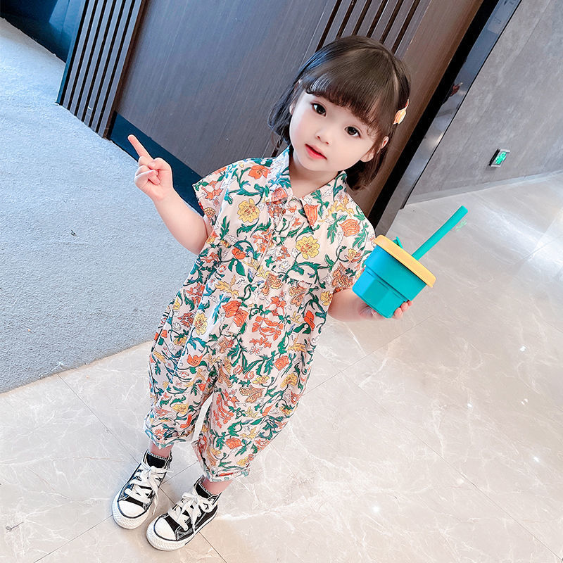 宝宝连体衣夏季薄款1-3岁婴儿童哈衣女童夏装外出衣公主洋气小童0