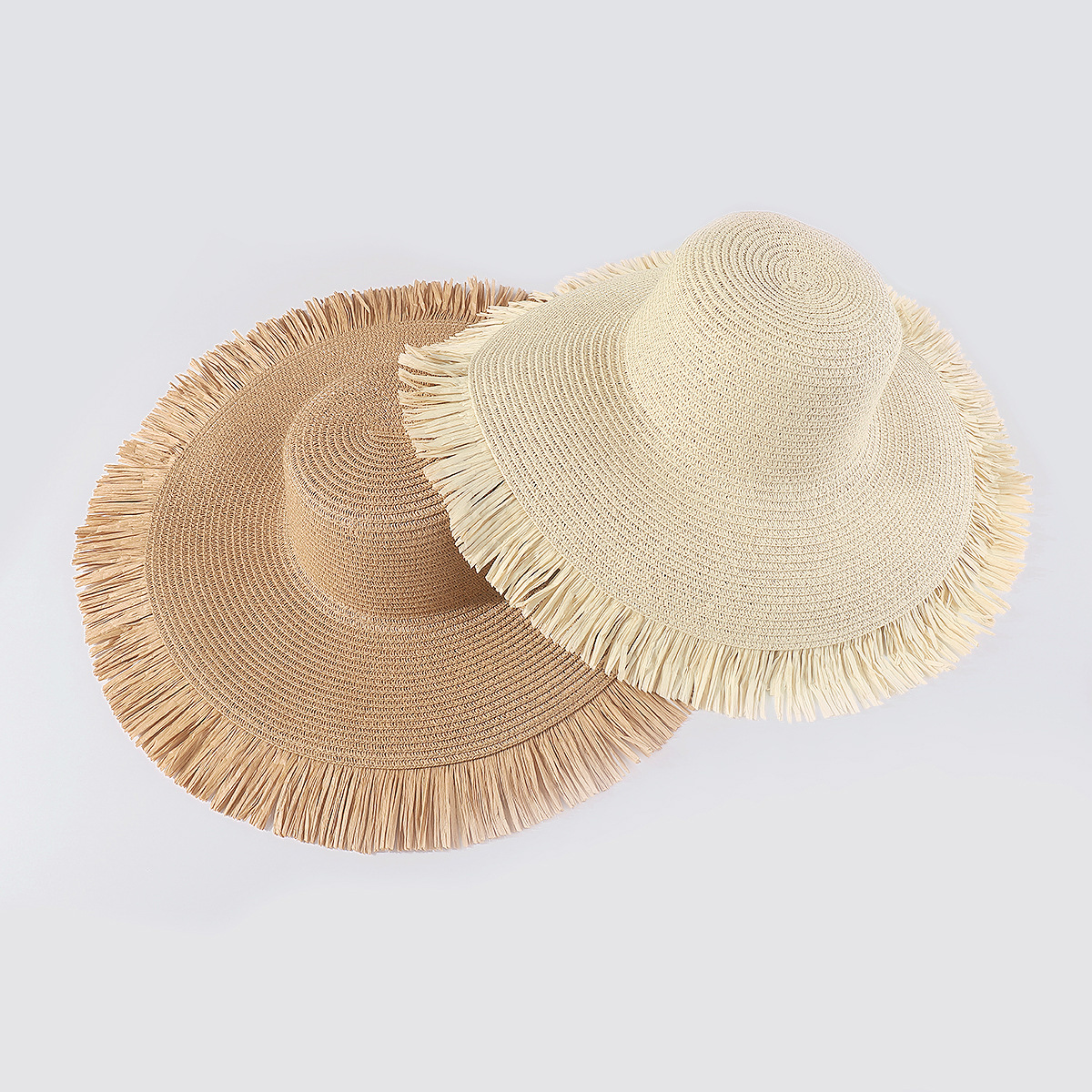 Fashion Bohemian Style Summer Outdoor Sun Hat with Wide Brim Casual Vacation Weaving Fur Brim Straw Hat for Women