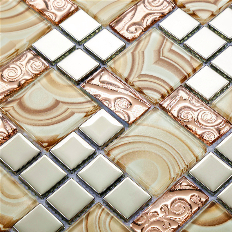 自粘玻璃马赛克电视背景墙瓷砖贴欧式拼图客厅卧室卫生间