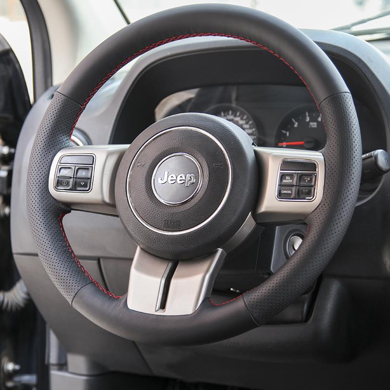 适用于jeep指南者牧马人大切诺基自由光侠客真皮手缝方向盘套全包