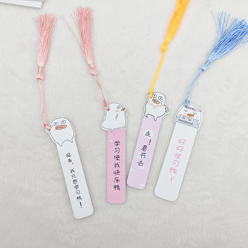 创意卡通可爱木质书签小学生学习文具书本夹带刻度尺子木制书签