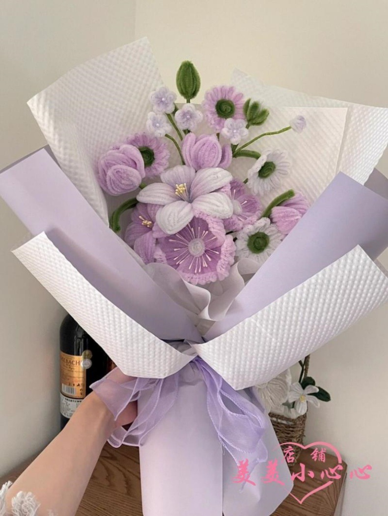 自制创意碎冰蓝扭扭棒花束蓝色手工编织diy材料包生日礼物送男生