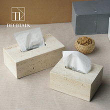 DecoTalk轻奢大理石纸巾盒客餐厅纸巾座酒店浴室样板间配饰摆件