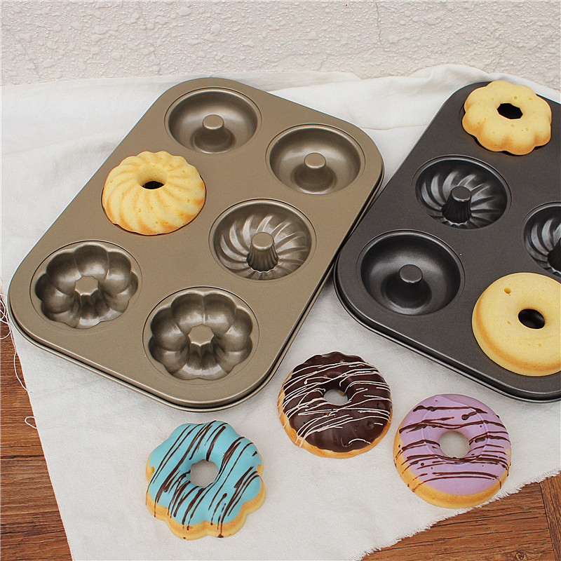 批发烘焙模具 6连圆形空心蛋糕模甜甜圈模小面包烘焙用双面不沾烤