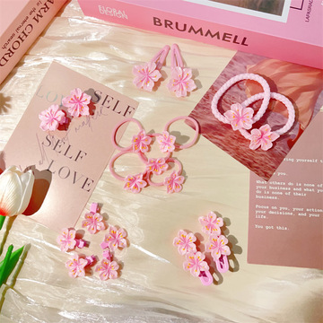 甜美粉色樱花发夹少女刘海侧边夹温柔碎发bb夹鸭嘴夹可爱头饰发绳