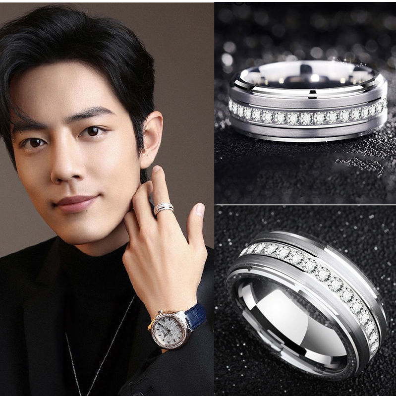 肖战同款肖战代言同款时来运转戒指绿洲陈情令指环设计单圈满钻旋