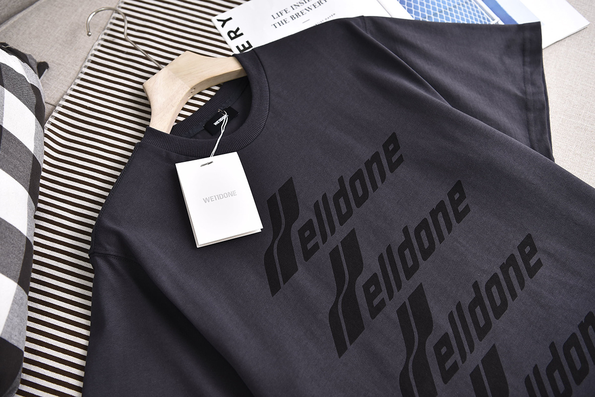 welldone 宽松t恤弹幕字母logo印花短袖男女款