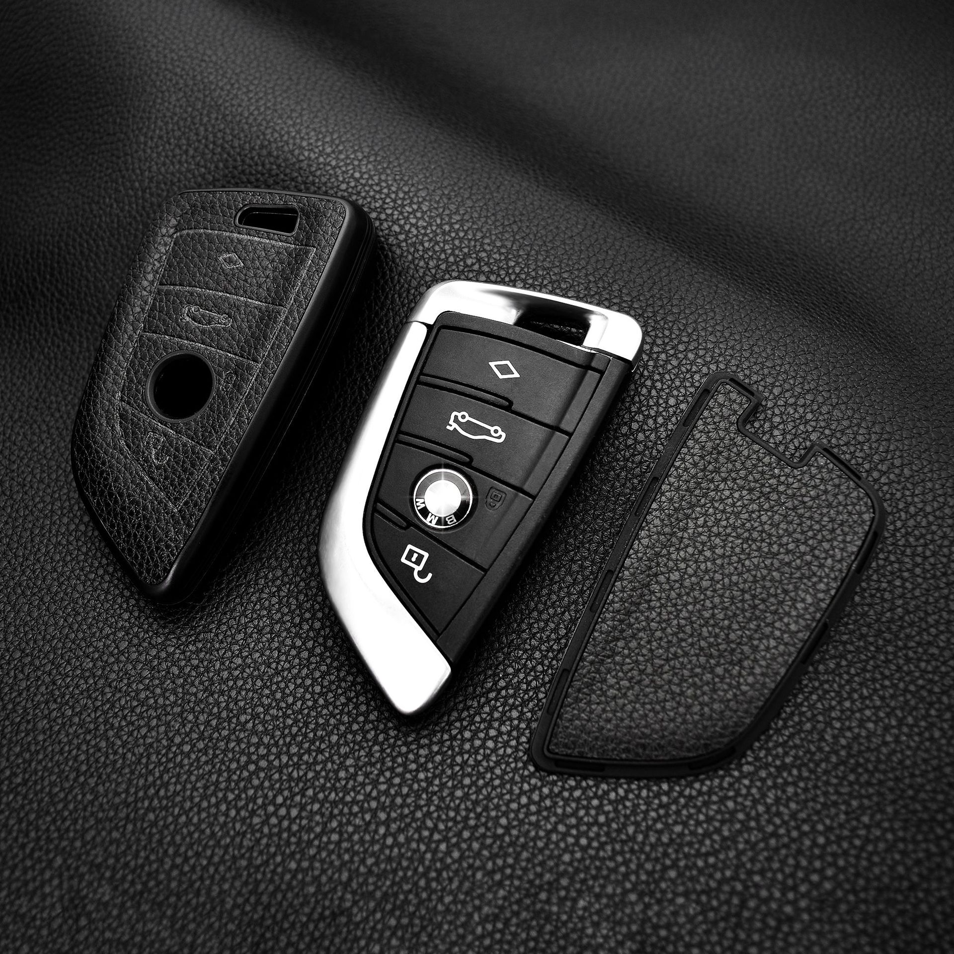 适用宝马汽车钥匙套22款x3x1x5x6新5系/530li/525车钥匙包黑边皮