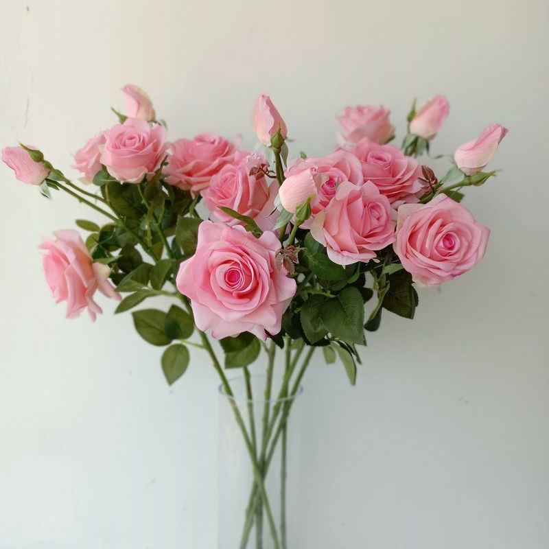 轻奢手感保湿玫瑰花绢花假花荔枝玫瑰花瓶插花装饰原板太真了