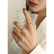 ins极简风希腊幸运小钢珠戒指尾戒钛钢18k金饰品个性食指戒 A185