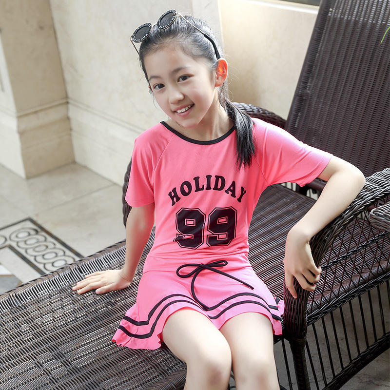 儿童泳衣女童新款连体泳装小女孩运动泡温泉洋气中童游泳衣