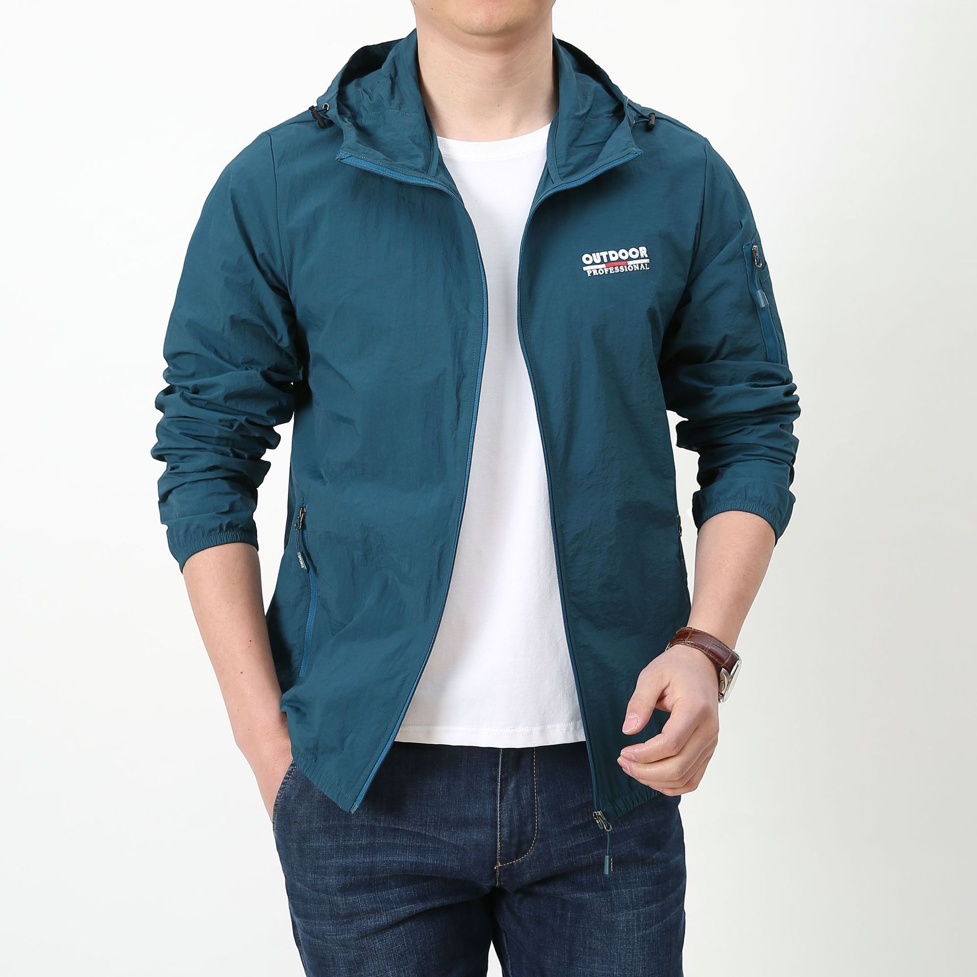 男女青年夏季薄款钓鱼防晒衣连帽透气遮阳宽松钓鱼服皮肤夹克外套