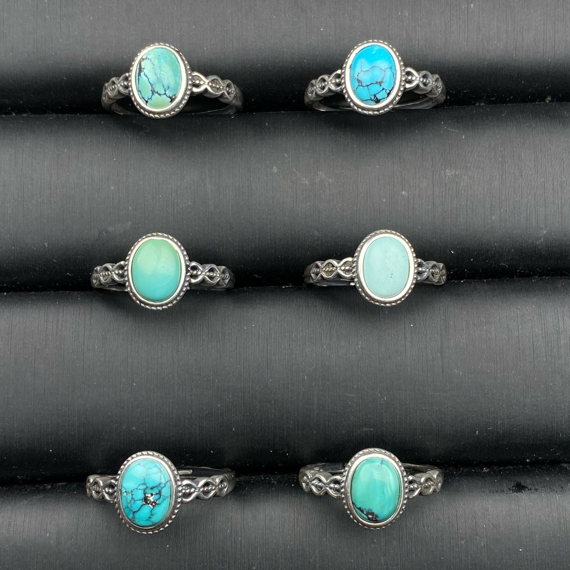 松石戒指s925银镶嵌复古银简约通勤松石日常女款湖北绿松石手饰品