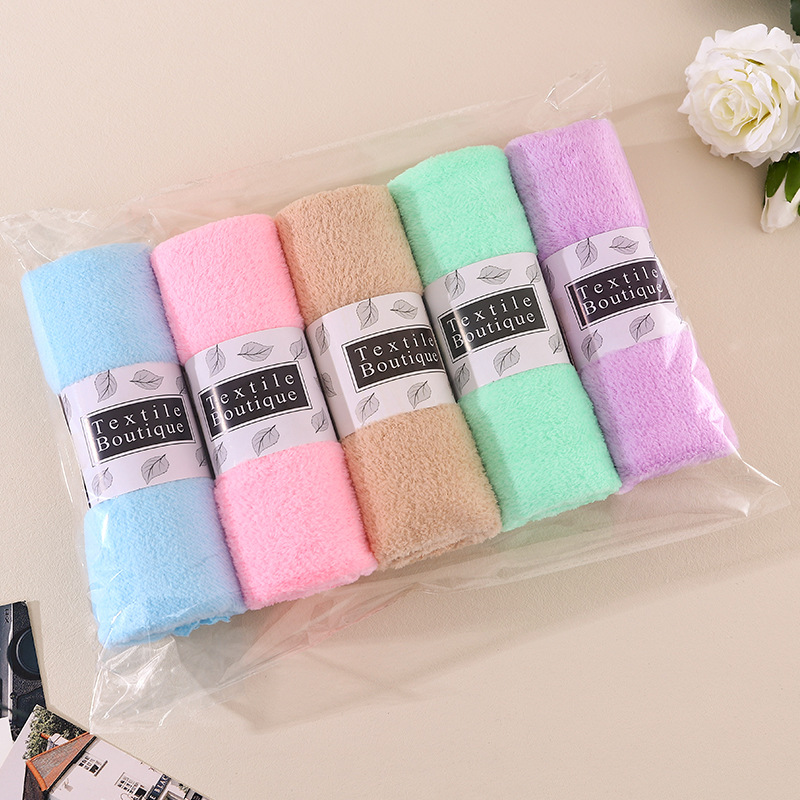 Rag Coral Fleece Wholesale Towels in Stock Production Absorbent Lint-Free Cut Velvet Waist Seal Packaging Present Towel