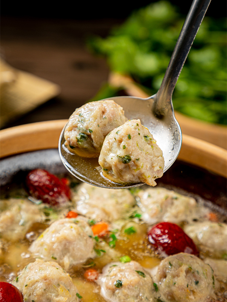 香菜猪肉丸瘦肉丸火锅丸子油炸小吃早餐酒店半成品食材预制菜