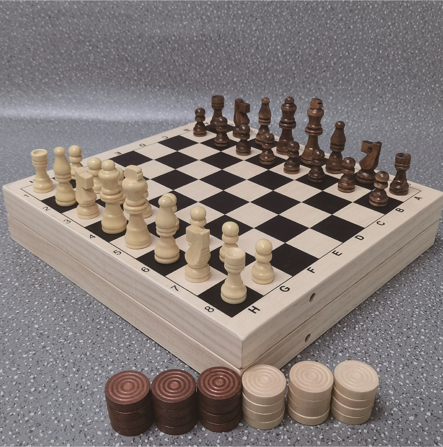 木质国际象棋木制玩具碰碰棋国际象棋二合一克朗棋桌游对战