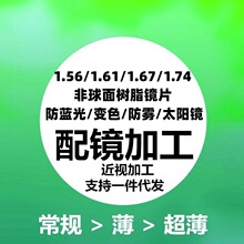 近视镜片1.56 1.61 1.67 1.74防蓝光防雾变色可配镜片加工 成品片