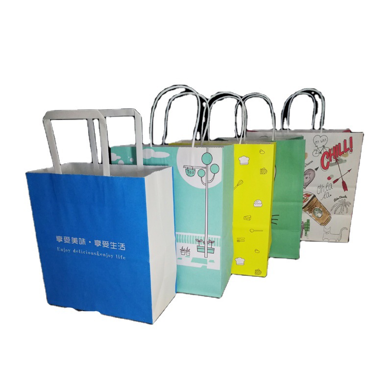 Kraft Paper Bag Manufacturers Supply Paper Carrier Bag Catering Packing Bag Printed Logo