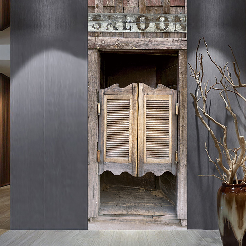 美国西部牛仔酒吧门贴卧室厨卫装饰自粘可移除防水家居装饰墙纸