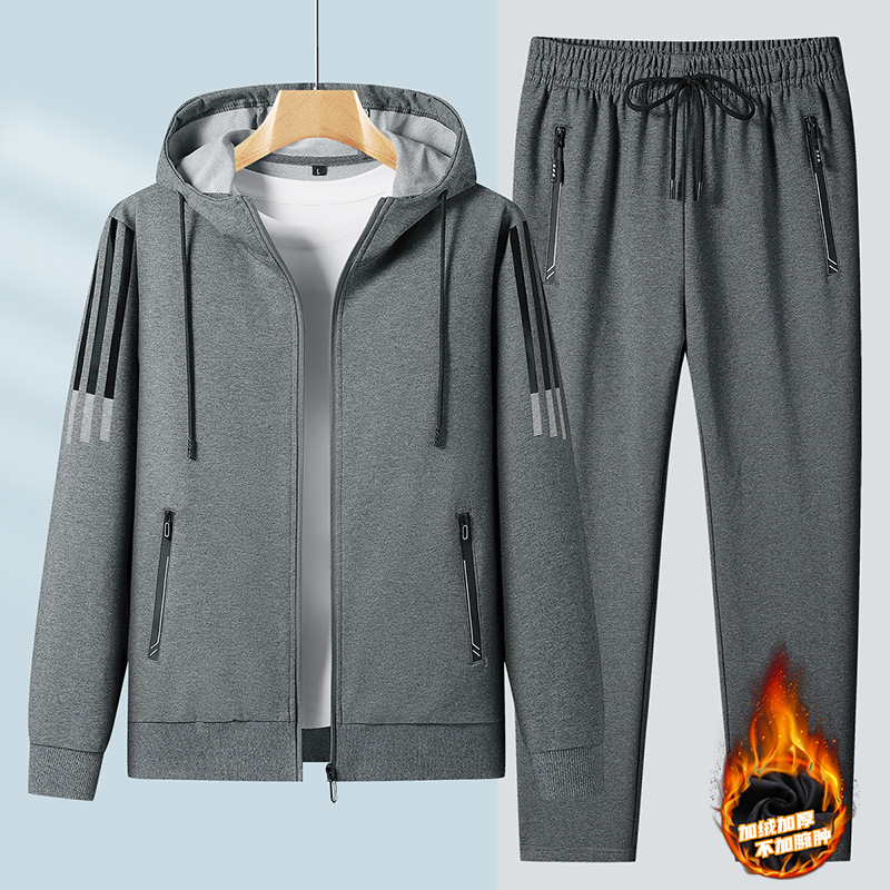 Winter New Zipper Hooded Cardigan Two-Piece Set Men's Sport Suit Men's Sports and Leisure Sweater Sweatpants Suit