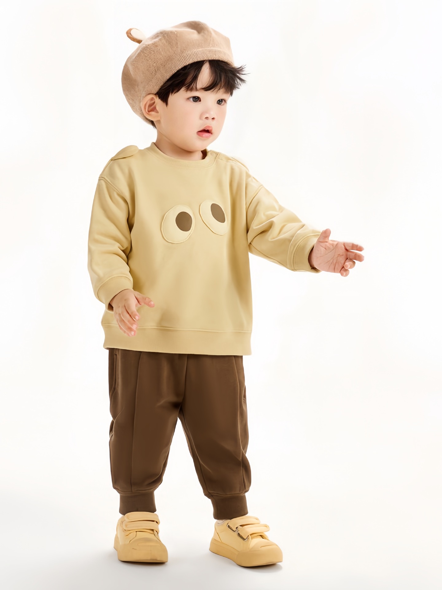 Big Eyes Suit Infant Long-Sleeve Suit Baby 2024 New Spring and Autumn Suit Baby Sweater Tapered Pants Baby Clothes