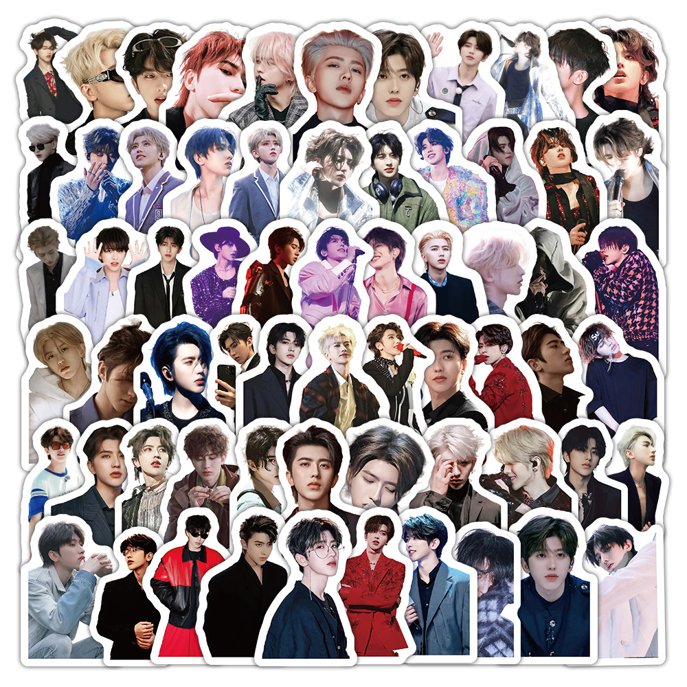 100张蔡徐坤卡通贴纸男明星周边装饰笔记本行李箱手机壳贴画批发