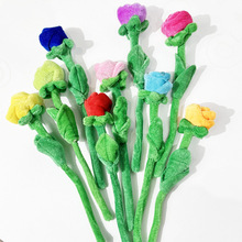 彩色玫瑰花束系列毛绒玩具多色可弯曲公司展会活动礼品节日礼物