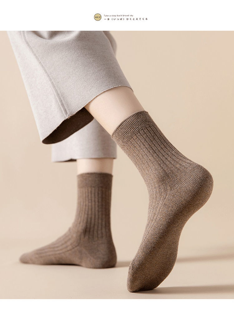 长袜女新疆棉袜子女韩版中筒袜秋冬袜ins长筒袜日系长袜子堆堆袜