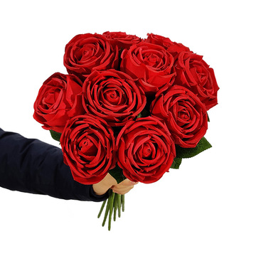 仿真花高档 绢花 玫瑰花头 diy插花店 单支玫瑰 手捧婚庆家居装饰