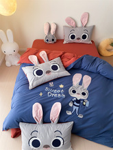 卡通兔子纯棉四件套全棉刺绣水洗棉被套床单床笠款三件套床上用品